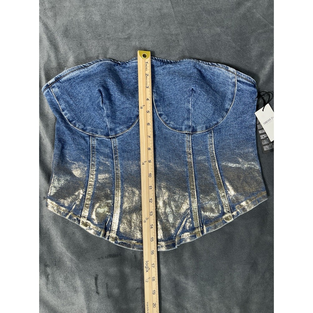 FOREVER 21 CORSETS Women Blue & Gold Sz 0X - Picture 5 of 13